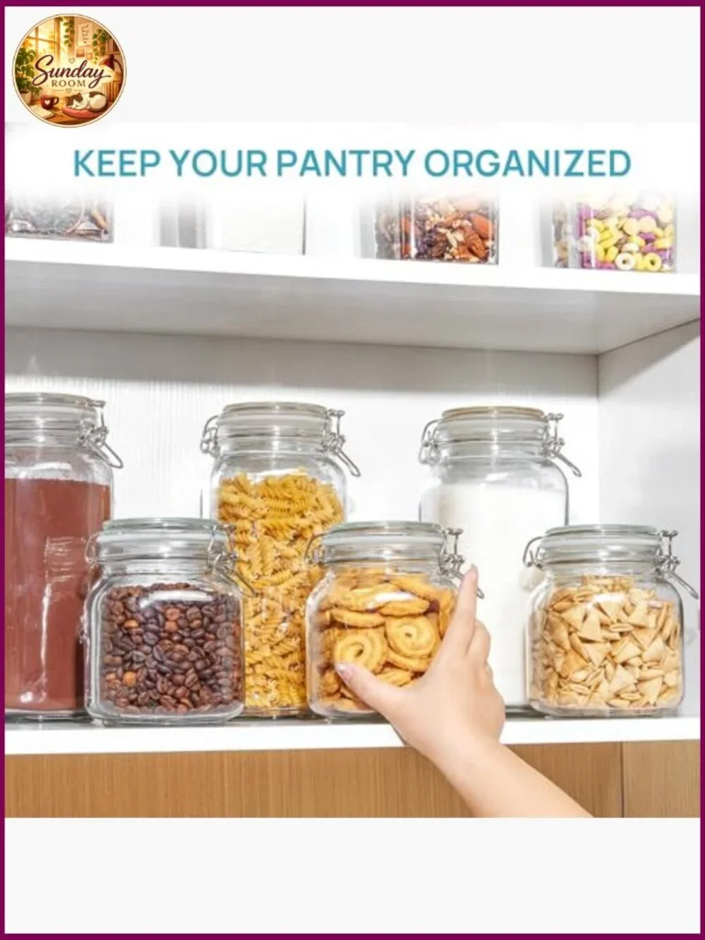3 Pack 78oz Glass Food Storage Jars with Airtight Clamp Lids